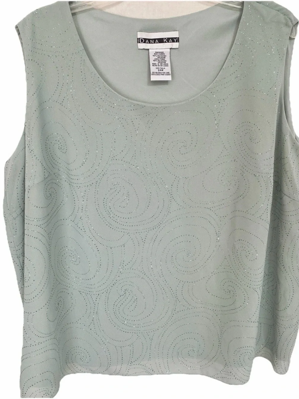 Dana Kay 24W Green Glitter Swirl Tank Top Plus Size - Picture 2 of 10